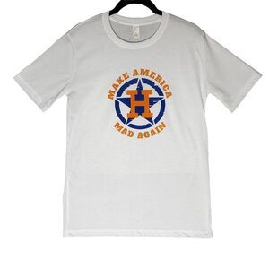 Laviva Sports Unisex Small Houston Astros Logo White MAKE AMERICA MAD AGAIN Tee